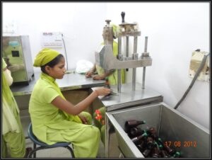 Sealing of Ayurvedic Syrup bottles